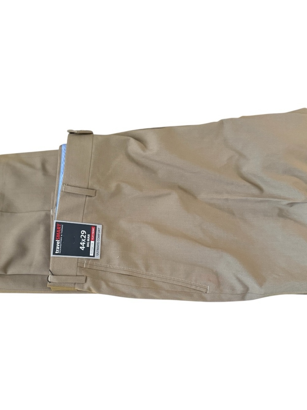 Men's Classic Flat-Front Dress Pants in Khaki_ TravelSmart - 44x29
